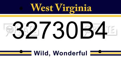 32730B4 West Virginia License Plate