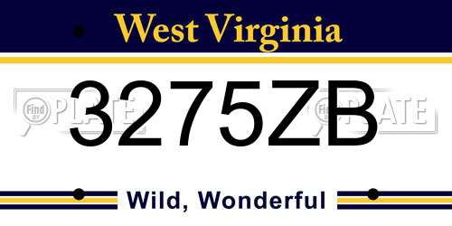 3275ZB West Virginia License Plate