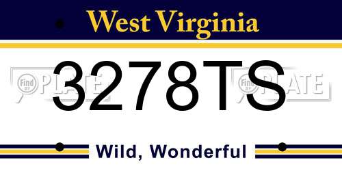 3278TS West Virginia License Plate