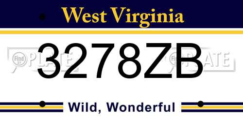 3278ZB West Virginia License Plate
