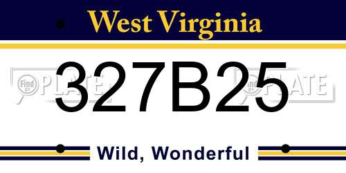 327B25 West Virginia License Plate