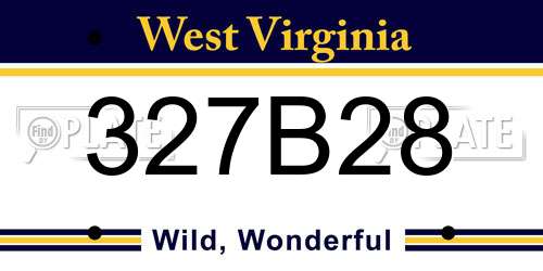 327B28 West Virginia License Plate