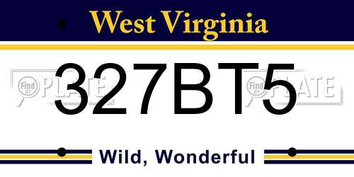 327BT5 West Virginia License Plate