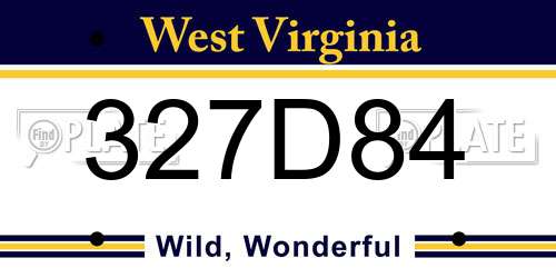 327D84 West Virginia License Plate