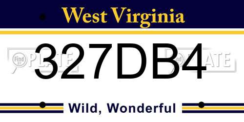 327DB4 West Virginia License Plate