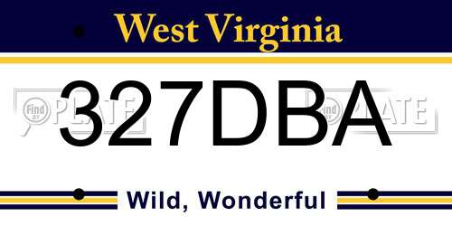 327DBA West Virginia License Plate