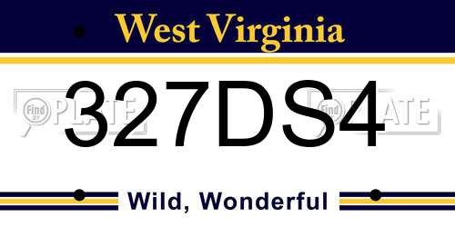 327DS4 West Virginia License Plate