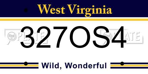 327OS4 West Virginia License Plate