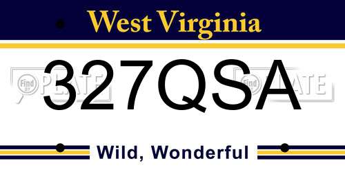 327QSA West Virginia License Plate