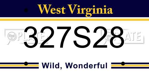 327S28 West Virginia License Plate