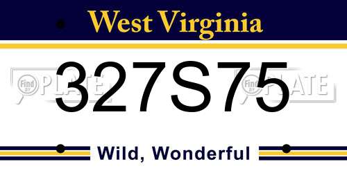 327S75 West Virginia License Plate