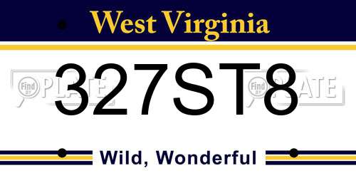 327ST8 West Virginia License Plate