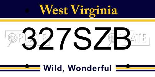 327SZB West Virginia License Plate