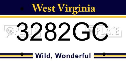 3282GC West Virginia License Plate