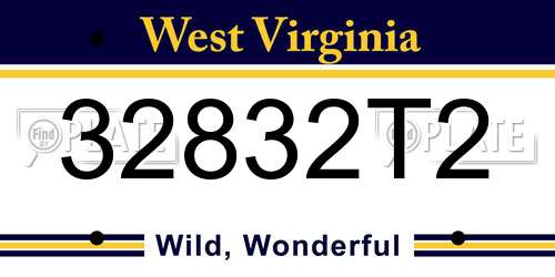 32832T2 West Virginia License Plate