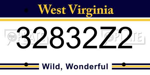 32832Z2 West Virginia License Plate