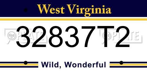 32837T2 West Virginia License Plate