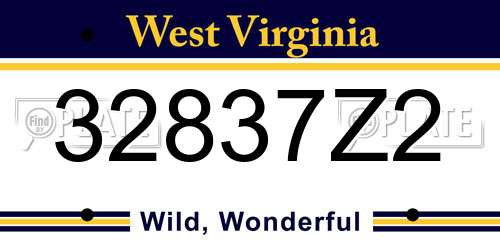 32837Z2 West Virginia License Plate