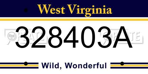 328403A West Virginia License Plate