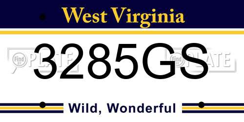 3285GS West Virginia License Plate