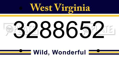 3288652 West Virginia License Plate