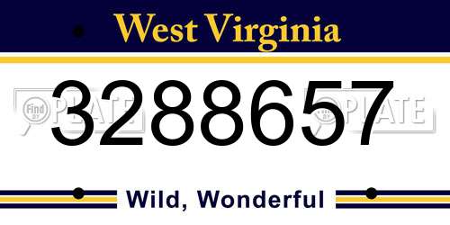 3288657 West Virginia License Plate
