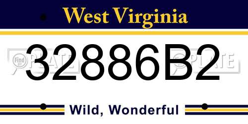 32886B2 West Virginia License Plate