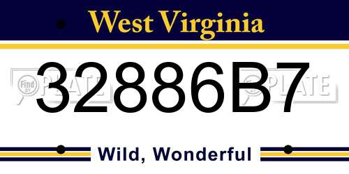 32886B7 West Virginia License Plate