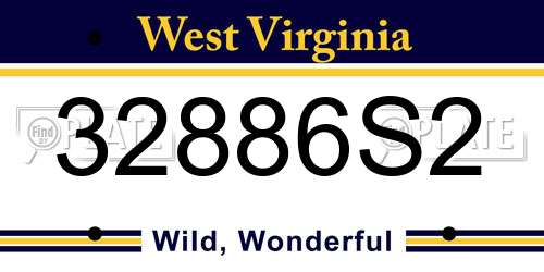 32886S2 West Virginia License Plate