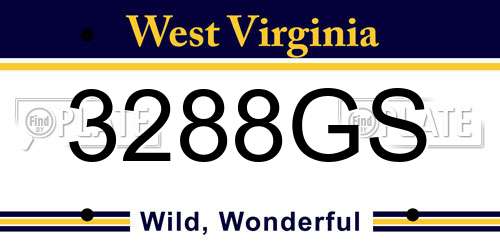 3288GS West Virginia License Plate