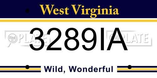 3289IA West Virginia License Plate