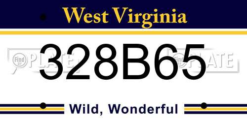 328B65 West Virginia License Plate