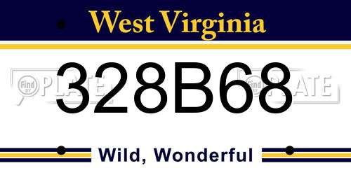 328B68 West Virginia License Plate