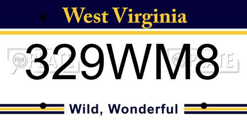 329WM8 West Virginia License Plate