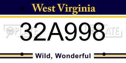 32A998 West Virginia License Plate