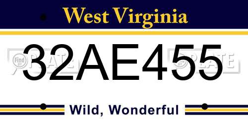 32AE455 West Virginia License Plate