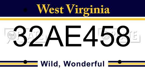 32AE458 West Virginia License Plate