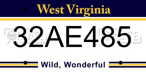32AE485 West Virginia License Plate