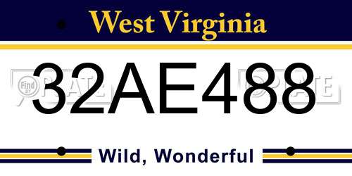 32AE488 West Virginia License Plate