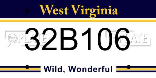32B106 West Virginia License Plate