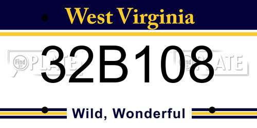 32B108 West Virginia License Plate