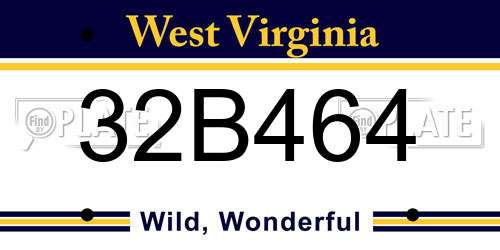 32B464 West Virginia License Plate