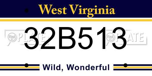 32B513 West Virginia License Plate