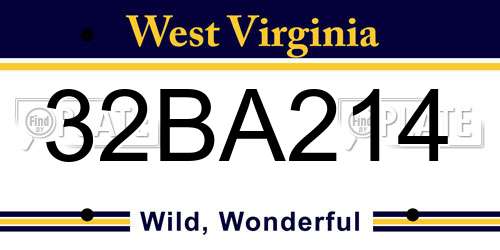 32BA214 West Virginia License Plate