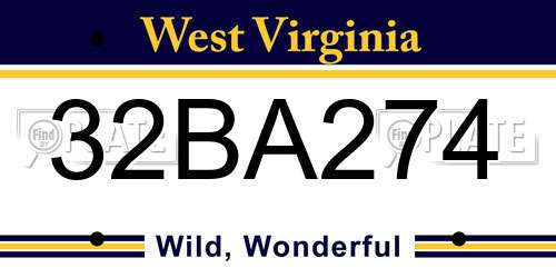 32BA274 West Virginia License Plate
