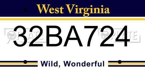 32BA724 West Virginia License Plate