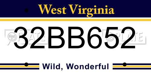32BB652 West Virginia License Plate