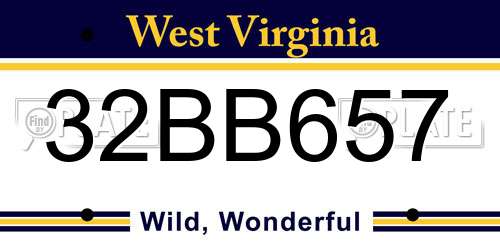 32BB657 West Virginia License Plate
