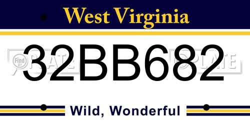 32BB682 West Virginia License Plate