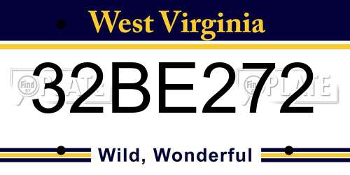 32BE272 West Virginia License Plate